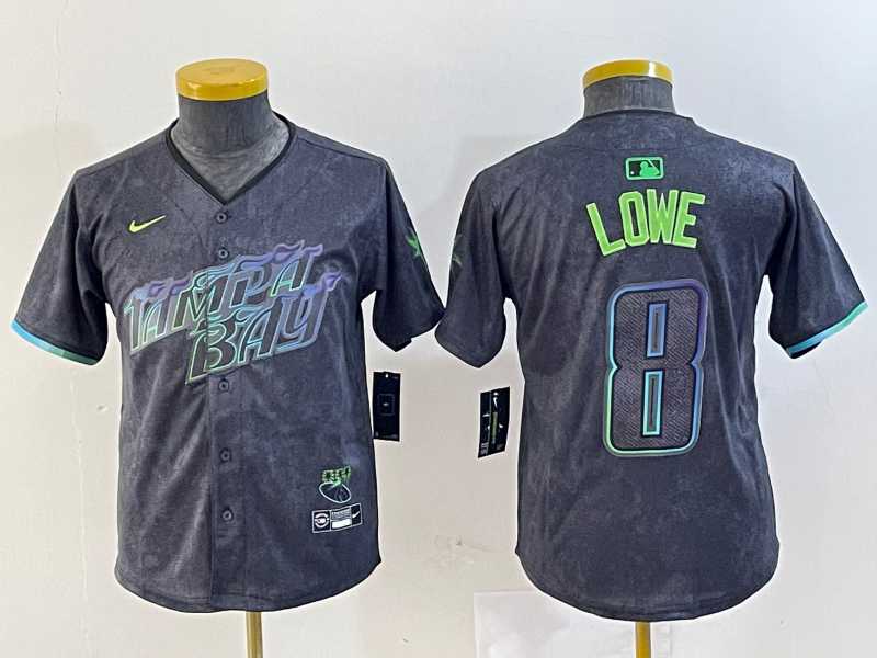 Youth Tampa Bay Rays #8 Brandon Lowe Charcoal 2024 City Connect Limited Cool Base Jersey->mlb youth jerseys->MLB Jersey